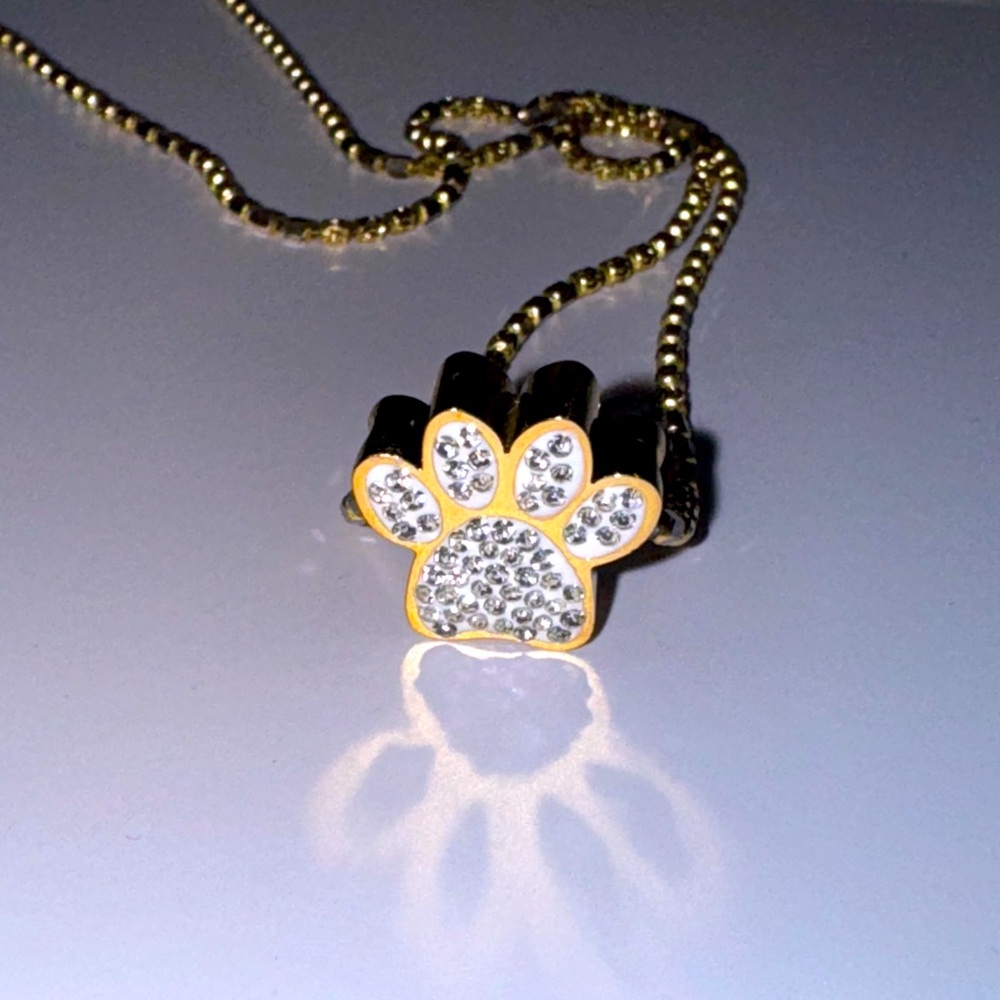 14k Yellow Gold Vermeil Paw Urn Pendant, Keepsake Urn for pets, Pet Ash Holder